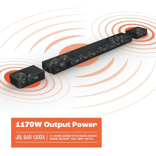 JBL Bar 1300X: 11.1.4-Channel soundbar with Detachable Surround Speakers, MultiBeam™, Dolby Atmos® and DTS:X®, Black