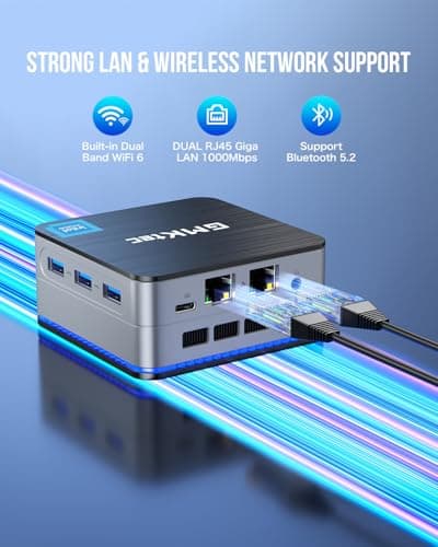 GMKtec Mini PC Intel N150(Turbo 3.6GHz) 12GB DDR5 512GB SSD Dual LAN, Desktop Mini Computer 4K Triple Display, WiFi6, BT5.2, Energy Efficient