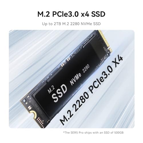 Beelink SER5 Pro Mini PC, AMD Ryzen 7 5825U(7nm, 8C/16T) up to 4.5GHz, Mini Computer 16GB DDR4 RAM 500GB NVME SSD, Micro PC 4K@60Hz Triple Display, Mini Gaming Computer WiFi6/BT5.2/HTPC