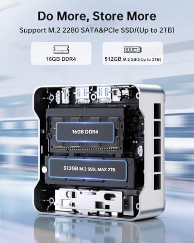 KAMRUI E2 Mini PC 11 Pro, 12th Gen Alder Lake N97(up to 3.6GHz) Micro PC (Beat N150/N100/N95), 16GB RAM 512GB M.2 SSD, Desktop Computers 4K Dual Display/USB3.2/WiFi/BT/LAN Small Computer