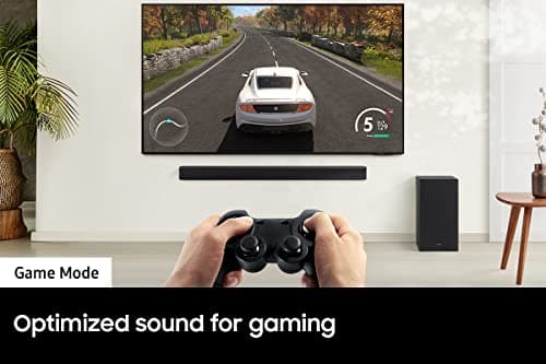 Samsung HW-B550/ZA 2.1ch Soundbar with Dolby Audio, DTS Virtual:X, Subwoofer Included, Adaptive Sound Lite, Bluetooth Multi-Device Connection, Wireless Surround Compatible, 2022, Black