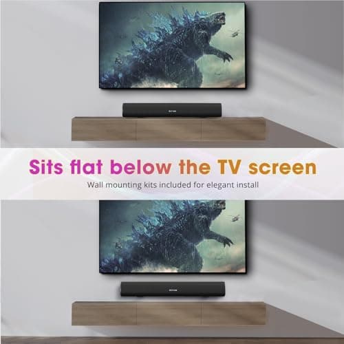 BESTISAN Soundbar, TV Sound Bar with Wired HDMI and Wireless Bluetooth 5.0 Home Theater System (28 Inch, Enhanced Bass Technology, 3-Inch Drivers, Bass Adjustable, Wall Mountable, DSP)