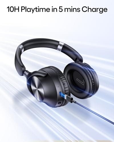 TAGRY Hybrid Active Noise Cancelling Headphones 100H Playtime Wireless Over Ear Bluetooth Headphone with Hi-Res Audio Fast Charging Comfort Earcups Headsets for Travel Home Office Phone PC Black