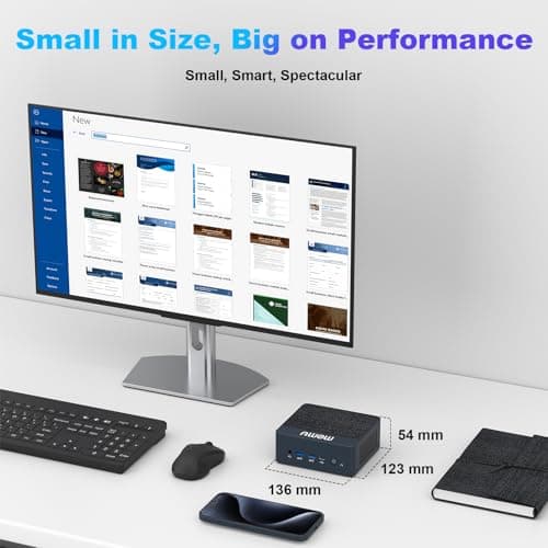 AWOW Mini PC Intel Core i5 12600H(12C/16T, up to 4.5GHz), HI12 Mini Computers 16GB DDR4 512GB PCIe3.0 SSD, Mini Desktop Computers Triple Display 4K, RJ45 2.5G LAN, Type C, WiFi 6, BT5.2