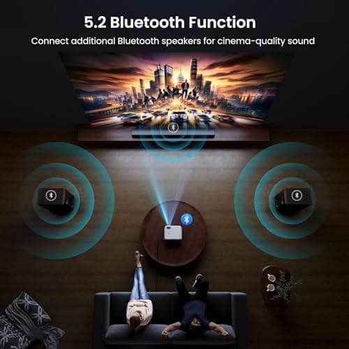 Official Licensed Google TV Smart Projector, HAPPRUN 4K UHD Home Theater with Dolby Sound, Wi-Fi & Bluetooth, Built-in Streaming Apps, Compatible with Games Consoles & Smartphone, Indoor & Outdoor Use