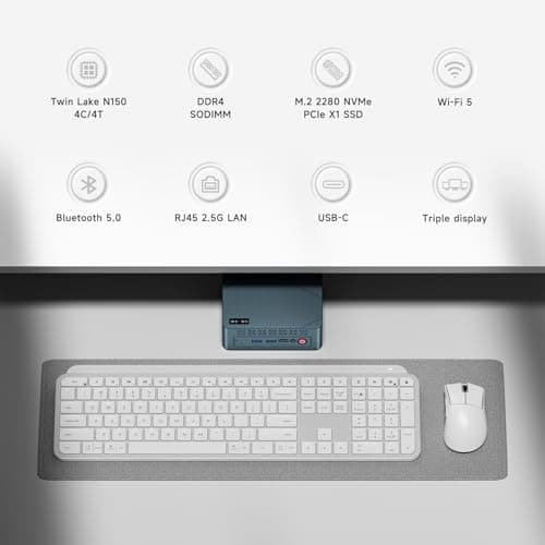 wo-we H5 Mini PC, Twin Lake N150 (Upgraded N100) Desktop Computer, 16GB DDR4 RAM 512GB PCIe SSD, Graphics 4K Triple Display Dual HDMI 2.0/USB-C, 2.5GbE RJ45 WiFi5/BT5.0,