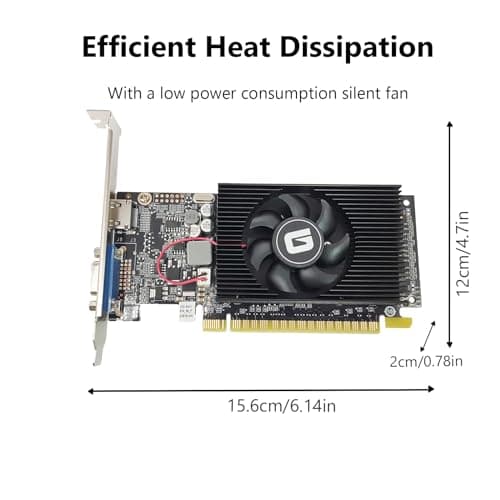 GeForce GT 610 2G DDR3 Low Profile Graphics Card, PCI Express 1.1 x16, HDMI/VGA, Entry Level GPU for PC, SFF and HTPC, Compatible with Win11
