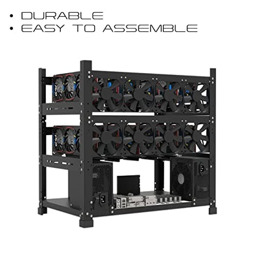12GPU Open Frame Mining Rig Frame Chassis with Biostar TZ590-BTC Duo Motherboard for Crypto Currency Mining