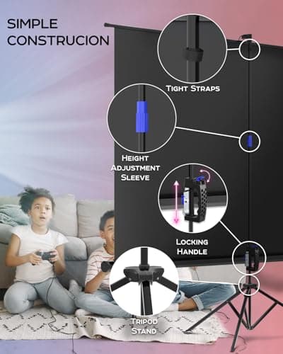 Projector Screen with Stand 120 inch - Indoor and Outdoor Projection Screen for Movie or Office Presentation - 4:3 HD Premium Wrinkle-Free Tripod Screen