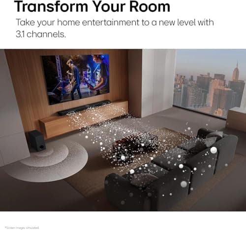 LG S60T 3.1 ch. Soundbar with Wireless Subwoofer, Dolby Audio, TV Synergy, Wow Interface, AI Sound Pro (2024 Model)