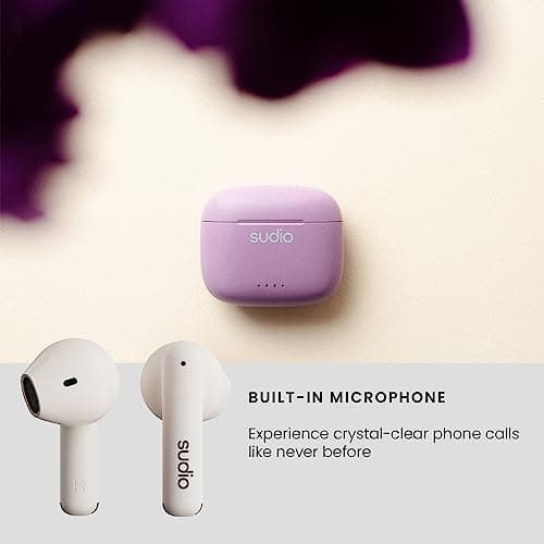 Sudio A1 True Wireless Earbuds, Bluetooth 5.3 Connection, Noise Cancelling, Waterproof, Touch Control, Charging Case, Premium Sound Quality, Comfortable Fit – White