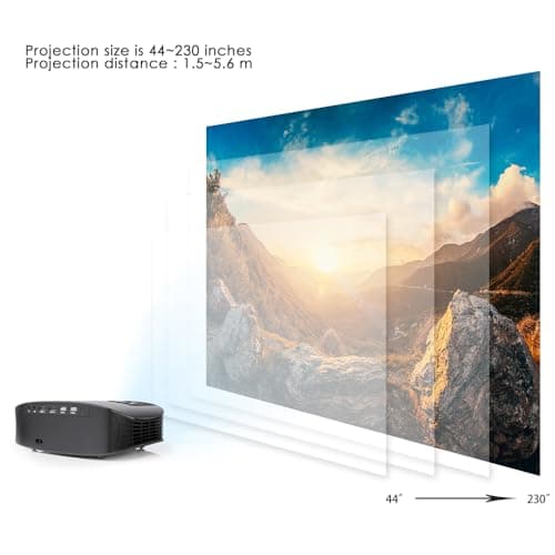 GooDee Projector, 2023 Dolby Native 1080P Video Projector, 15000L Outdoor Movie Projector, 230" Supported Home Projector, Compatible with Fire TV Stick, PS4, HDMI, VGA, AV and USB, Black (YG600)