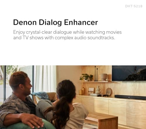 Denon DHT-S218 Sound Bar (Black), 2.1-Channel, 3D Audio with Dolby Atmos, 2 Built-in Subwoofers, Dual Midrange Drivers & Tweeters, 4K UHD HDMI with eARC, Dialog Enhancer, Multi-Pairing & Multi-Point