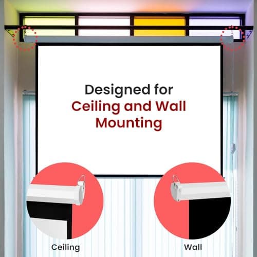 Pyle Manual Pull-Down Projector Screen - Universal 72-inch Roll-Down Retractable Manual Projection Screen w/ Auto-Locking, Adjustable Screen Height, Black Masking Border - 42.5" x 56.6" PRJSM7206