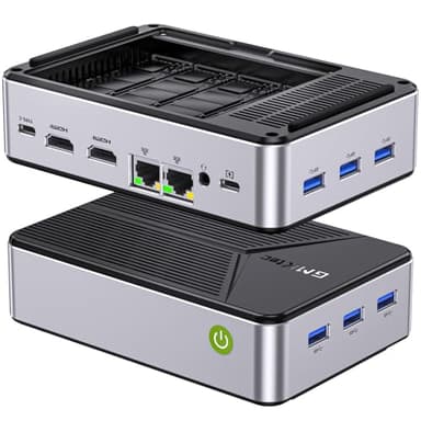GMKtec G9 Plus Mini PC NAS, Intel N150 Dual Boot 11 Pro Linux Desktop Computer 12GB DDR5 64GB EMMC + 1TB M.2 SSD, 4*M.2 NVMe Slots, Dual NIC 2.5GbE, USB-C 10Gbps, Network Attached Storage