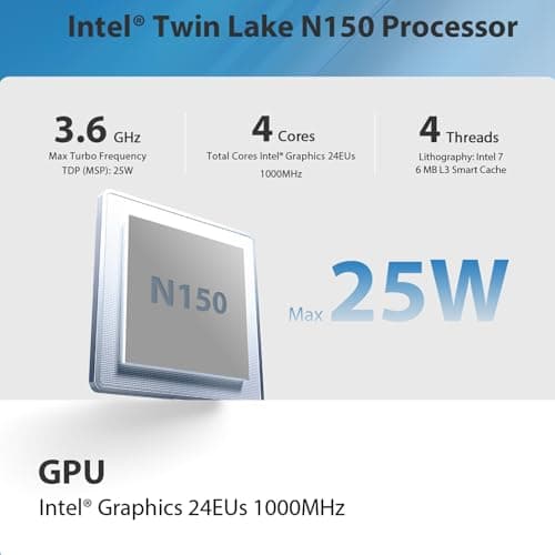 Beelink Mini S13 Mini PC,13th Intel Twin Lake-N150 (up to 3.6GHz, Upgraded N100), 16GB DDR4 500GB M.2 SSD, Mini Desktop Computer Support 4K Dual Display/USB 3.2/WiFi 6/BT 5.2 for HTPC/Office/Business