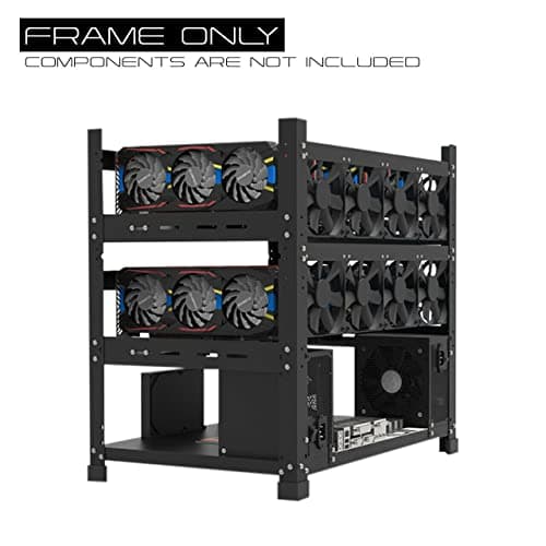 12GPU Open Frame Mining Rig Frame Chassis with Biostar TZ590-BTC Duo Motherboard for Crypto Currency Mining