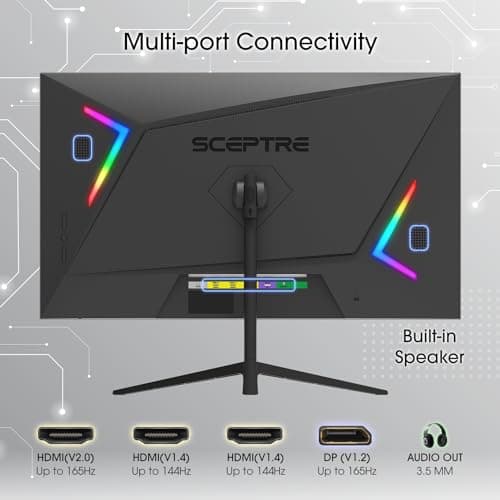 Sceptre 27-inch Gaming Monitor 165Hz 144Hz 1ms AMD FreeSync Premium HDMI DisplayPort Build-in Speakers, 99% sRGB Machine Black (E275B-FWD168 Series)