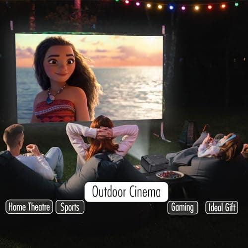 RCA DVD PROJECTOR WITH SPEAKER BUILT IN - Mini Portable Projector with Bluetooth - Indoor/Outdoor Projector and Screen Package - HDMI/AV/VGA/Micro SD Compatible - Quiet Fan System - 1920x1080 Res