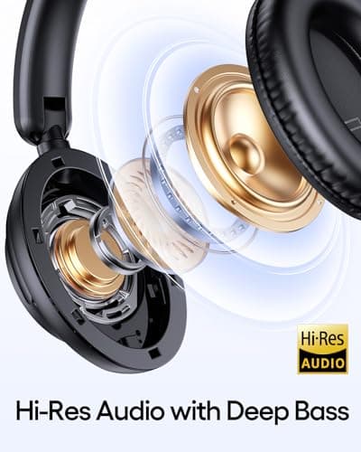 TAGRY Hybrid Active Noise Cancelling Headphones 100H Playtime Wireless Over Ear Bluetooth Headphone with Hi-Res Audio Fast Charging Comfort Earcups Headsets for Travel Home Office Phone PC Black