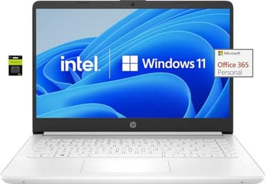HP 14 Ultralight Laptop for Student and Business, Intel Core N4120 (4-Core), 8GB RAM, 192GB Storage (64GB eMMC+128GB Micro SD), 1 Year Office 365, Win 11 S, HDMI, WiFi, USB-A&C, MASDROW Accessories