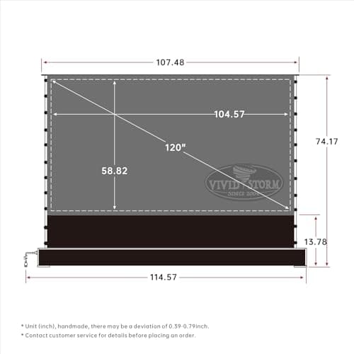 VIVIDSTORM Motorized Floor Rising UST ALR Projector Screen for Home Theater, Tensioned Wrinkle-Free Surface, Smart App and Voice Control, No Wall Mount Needed,VSDSTUST120H