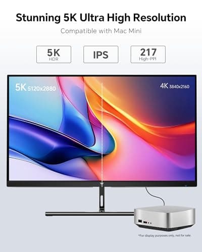 KTC 27 Inch 5K Monitor, 5120 x 2880 5K2K Monitor with 65W Type-C Port, Dual Mode Computer Monitors Compatible with Mac mini, IPS Panel, HDR 400, 217 PPI, 135% sRGB, HDMI DisplayPort, Tilt, H27P3