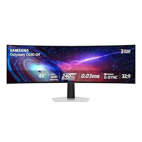 Samsung 49" Odyssey OLED (G93SC) Series Curved Gaming Monitor w QD-OLED, 240Hz, 0.03ms, Dual QHD,DisplayHDR True Black 400,AMD FreeSync Premium Pro,Height Adjustable Stand,3 Yr Warranty,LS49CG932SNXZA