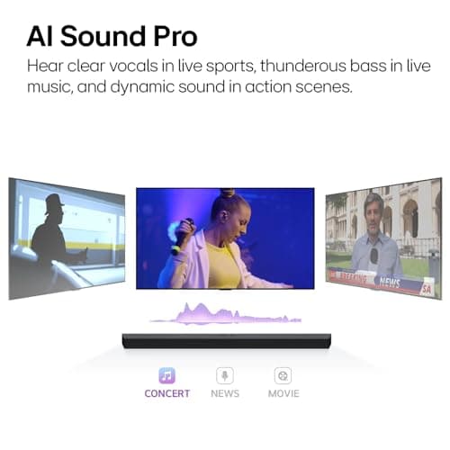 LG S60T 3.1 ch. Soundbar with Wireless Subwoofer, Dolby Audio, TV Synergy, Wow Interface, AI Sound Pro (2024 Model)