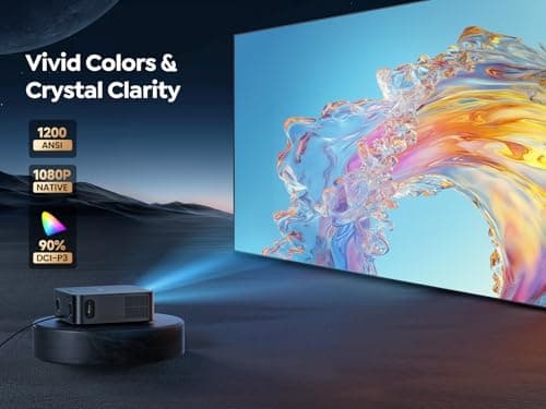 [1200 ANSI/Netflix-Licensed/36W Dolby Audio] Smart Projector with WiFi 6 and 2-Way Bluetooth, Auto Focus & Keystone, TOPTRO X9 4K Supported Outdoor Movie Projector, Gray