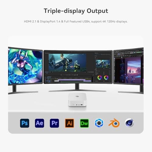 Beelink SER8 Mini PC, AMD Ryzen 7 8745HS(4nm, 8C/16T) up to 4.9GHz, Mini Computer 32GB DDR5 RAM 1TB M.2 NVME SSD, Desktop PC 4K@120Hz Triple Display, Mini Gaming Computer WiFi6/BT5.2/2.5Gbps/W-11 Pro