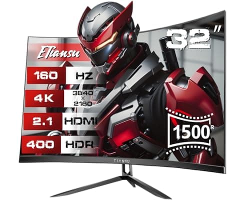 32Inch 4K Curved Monitor,160Hz UHD(3840 x 2160) Curved Gaming Monitor,1ms AMD FreeSync Premium,1500R,125% sRGB,95% DCI-P3,Monitor with Speaker,HDMI2.1,DP1.4,VESA