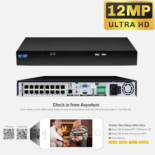 GW Security 16 Channel NVR UltraHD 4K Face Recognition NDAA & TAA Compliant Security Camera System with 16 x 8MP @25FPS Outdoor & Indoor PoE Dome Cameras, 10 Smart AI Functions