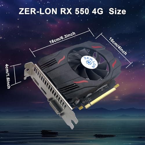 AMD Radeon RX 550 Graphics Card, 4GB GDDR5 128 Bit 1183MHz DP HDMI DVI-Output GPU, PCIE 3.0 Computer Gpu Support Up to 4K Video Card for Office and PC Gaming