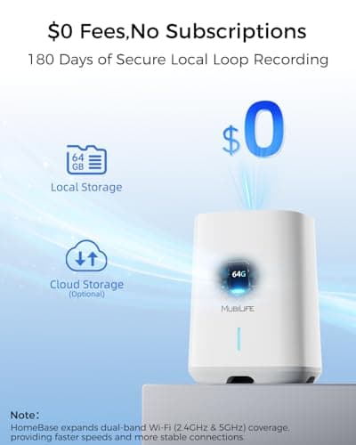 4K Security Cameras Wireless Outdoor, 2 Cam-Kit, 5G/2.4G WiFi Home Security Cameras System, 64GB Local Storage/No Subscription/Motion Tracking/Color Night Vision/360° View/IP66, Easy Setup
