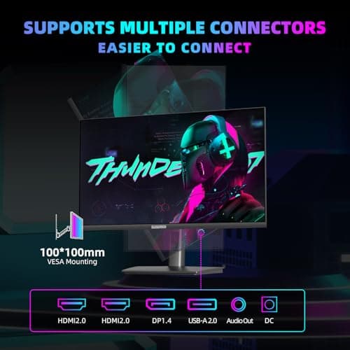 27 Inch 4K 144Hz Gaming Monitor, UHD 3840x2160 Fast IPS Panel PC Monitor, 135% sRGB, HDR400Nit, Freesync & G-sync, Support PS5 120Hz VRR, HDMI 2.1,DP 1.4, Height/Vertical Adjustment