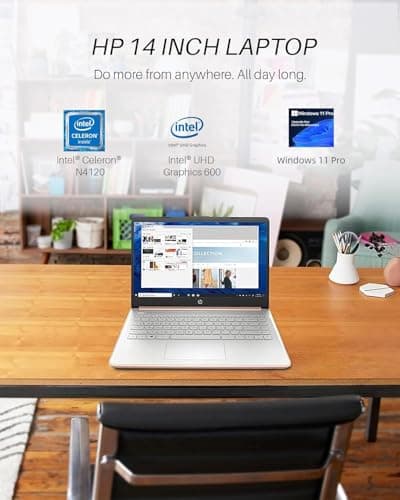 HP 14" Laptop for Student Business, Intel Quad-Core N4120, 8GB RAM + 384GB Storage (128GB eMMC+256GB MSD), Long Battery Life, Wi-Fi, HDMI, 1-Year Office 365 & Windows 11 S, Designed Mouse, Rose Gold