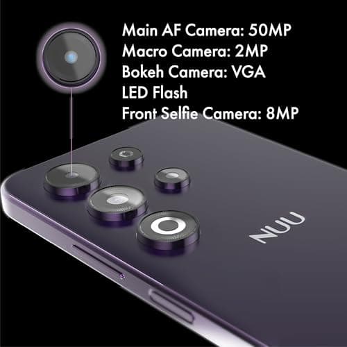NUU N30 Cell Phone Unlocked for T-Mobile, Mint, Metro, Qlink, Tello 6GB/128GB, Teen Phone, Dual SIM 4G, Octa-Core 6.7" 90Hz HD+, Any Parental APP, Unlocked Android Phones, Purple, 1 Year US Warranty