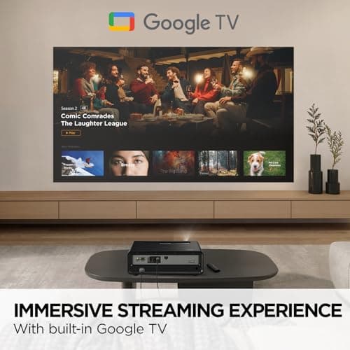 ViewSonic X1-4KPro 4K UHD LED Projector Designed for Xbox with Built-in Google TV and Netflix, 2500 ANSI Lumens, H/V Keystone, 4 Corner Adjustment, 1.3x Optical Zoom for Smart Home Theater