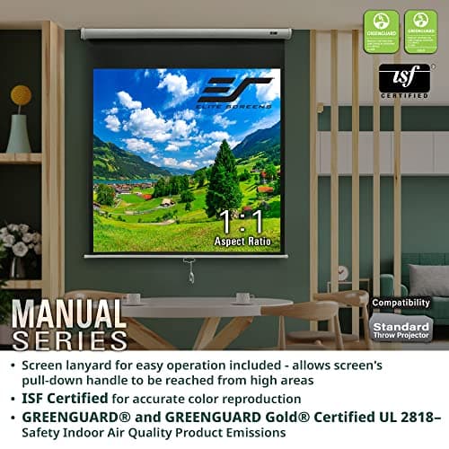 Elite Screens Manual Series, 150-INCH 16:9, Pull Down Manual Projector Screen with AUTO LOCK, Movie Home Theater 8K / 4K Ultra HD 3D Ready, 2-YEAR WARRANTY, M150UWH2