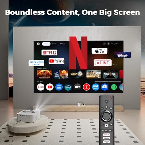 [AI Movin System & 1200 ANSI] Projector-4K with WiFi 6 and Bluetooth, 30W DoIby Audio Netflix-Licensed Projector, One-touch Focus Portable 1080P Outdoor-Projector, Lisowod Smart Proyector with HDR10+