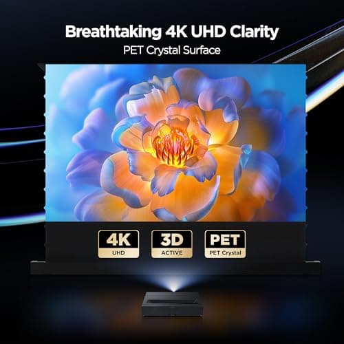 NothingProjector Projector Screen, 120 inch, Ambient Light Rejecting ALR, 4K UHD, Motorized Floor Rising Electric with Remote, Ground Up for Ultra Short Throw Projectors, No Installation NothPJ