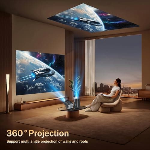 [Built-in App] Mini Projector 1080P Full HD, 4K Projector with 180° Rotation, Portable Projector WiFi 6 & Bluetooth 5.2 Support,Featuring Auto Keystone Correction,HDMI/USB Connectivity Projector Black