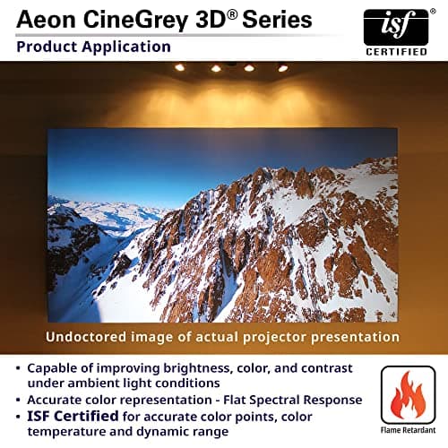 Elite Screens 110 inch CLR/ALR Projector Screen 16:9 4K, Standard Throw Projection, Edge Free Ambient Light Rejecting Fixed Frame Grey for Indoor Movie Screen Home Theater - Aeon CineGrey 3D AR110DHD3