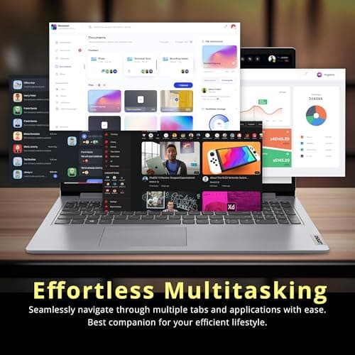 Lenovo Ideapad 1 15.6" HD Anti-Glare Laptop, Intel Celeron N4500, 12GB RAM, 416GB Storage(256GB SSD+160GB Docking Station Set), Intel UHD Graphics, Num Pad, Webcam, Win 11s, Grey