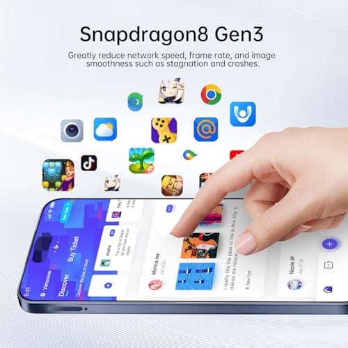 16 ProMa x Smartphone Unlocked Cell Phone, 6.99“ HD Screen 5G Phone, 8+256GB Unlocked, 7000mAh, 68+108MP Zoom Camera, Fingerprint Button Unlock-and take Photos,Dual SIM (Deep Blue)