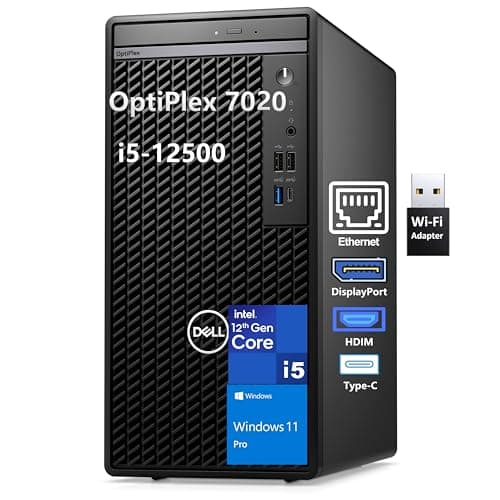 Dell OptiPlex 7020 Desktop Computers, 7000 Tower PC, Intel 6-Core i5-12500 (Beat i7-11700), 32GB DDR5 RAM, 1TB PCIe SSD, DVDRW, WiFi Adapter, RJ-45, HDMI, DisplayPort, KB and Mouse, Windows 11 Pro