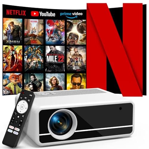Netflix-Officially-Licensed PANSEBA 4K Smart Projector with WiFi and Bluetooth, Outdoor Projector with Auto Keystone, Portable Movie projector with 2S Focus, Home Projector for Game/Phone/Laptop