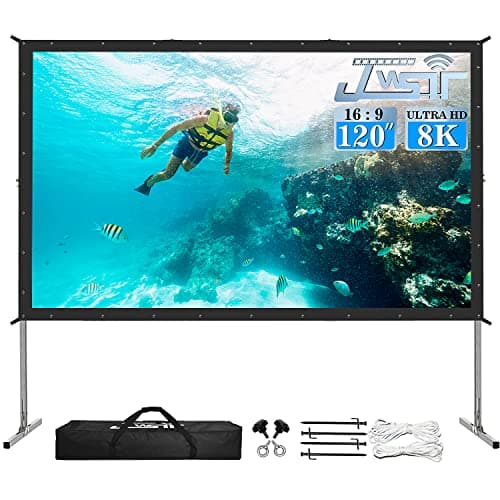 120 inch Outdoor Movie Screen - Upgraded 3 Layers PVC 16:9 Projector Screen, Portable Video Projection Screen with Carrying Bag for Home Theater Backyard