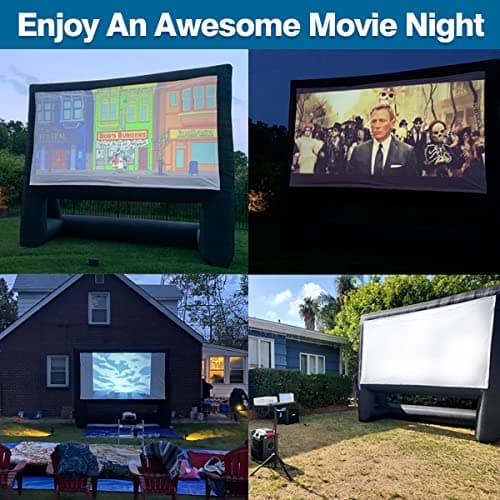 16ft Inflatable Movie Screen Outdoor Projector Screen with Air Blower Storage Bag - Front/Rear Projection, Easy Set Up Blow Up Screen for Backyard Movie Night, Theme Parties, Celebrations
